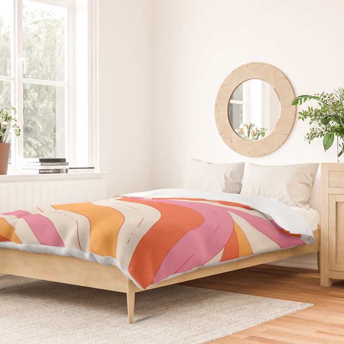Orange Pink Abstract Retro 70s Duvet Cover Gallery Image 2