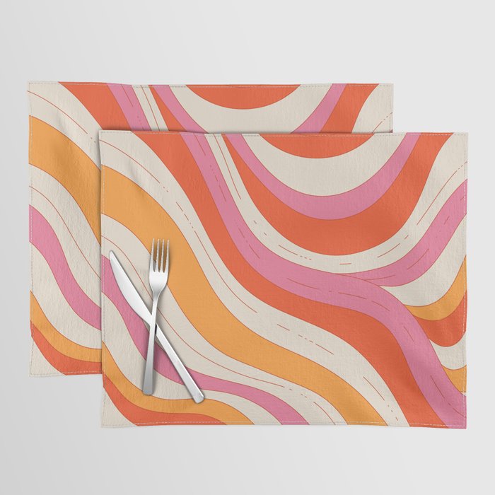 Orange Pink Abstract Retro 70s Placemat Gallery Image 1