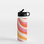 Orange Pink Abstract Retro 70s Water Bottle Gallery Image 1