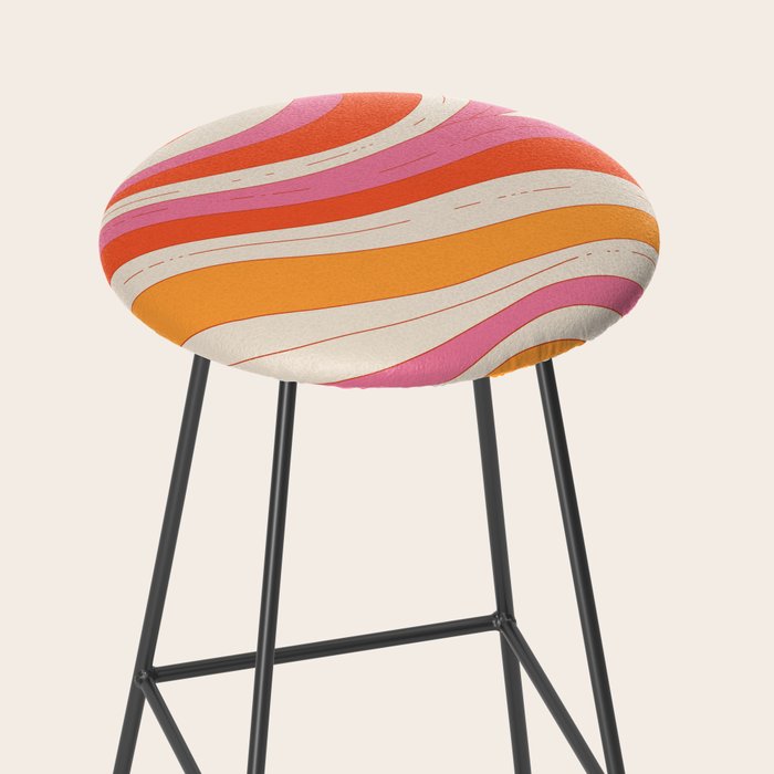 Orange Pink Abstract Retro 70s Stool Gallery Image 2