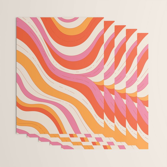 Orange Pink Abstract Retro 70s Wrapping Paper Gallery Image 3