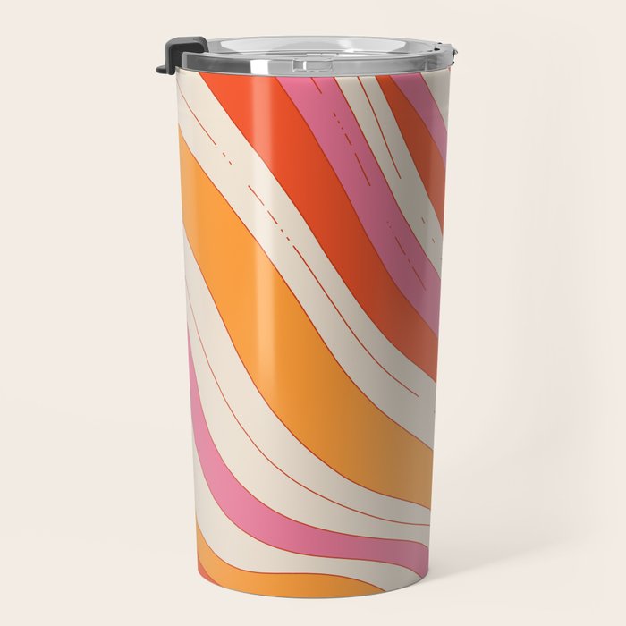 Orange Pink Abstract Retro 70s Travel Mug Gallery Image 3
