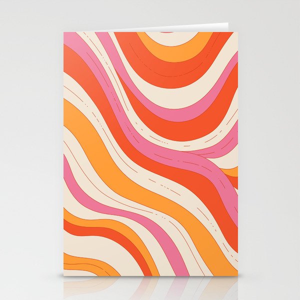 Orange Pink Abstract Retro 70s Stationery Card Gallery Image 2