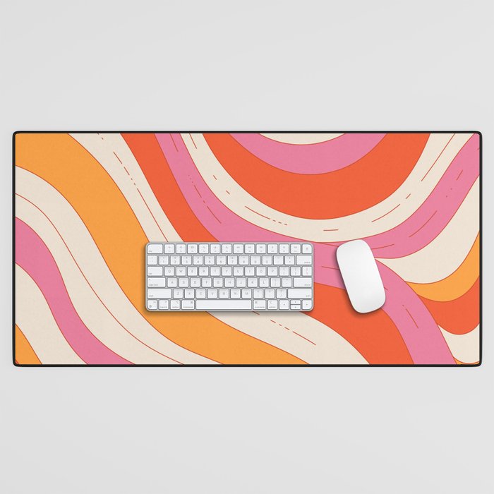 Orange Pink Abstract Retro 70s Desk Mat Gallery Image 1