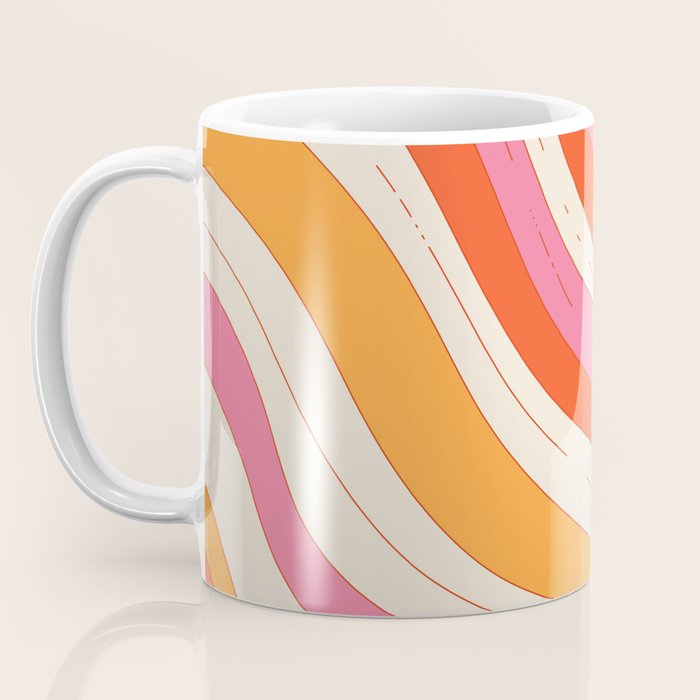 Orange Pink Abstract Retro 70s Coffee Mug Gallery Image 3