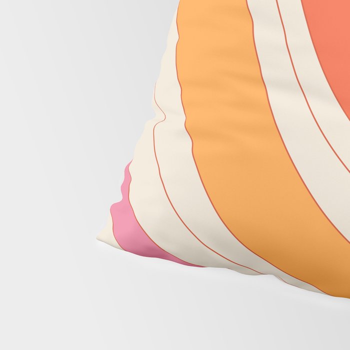 Orange Pink Abstract Retro 70s Pillow Sham Gallery Image 4