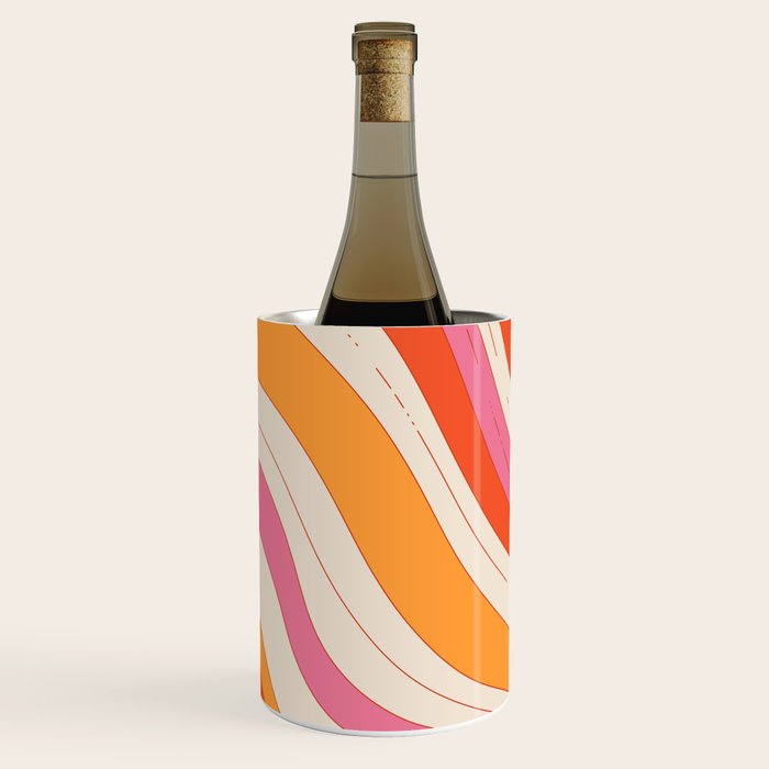 Orange Pink Abstract Retro 70s Wine Chiller Gallery Image 2