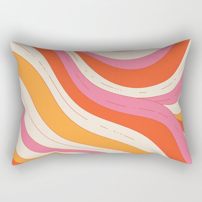 Orange Pink Abstract Retro 70s Rectangular Pillow Gallery Image 1