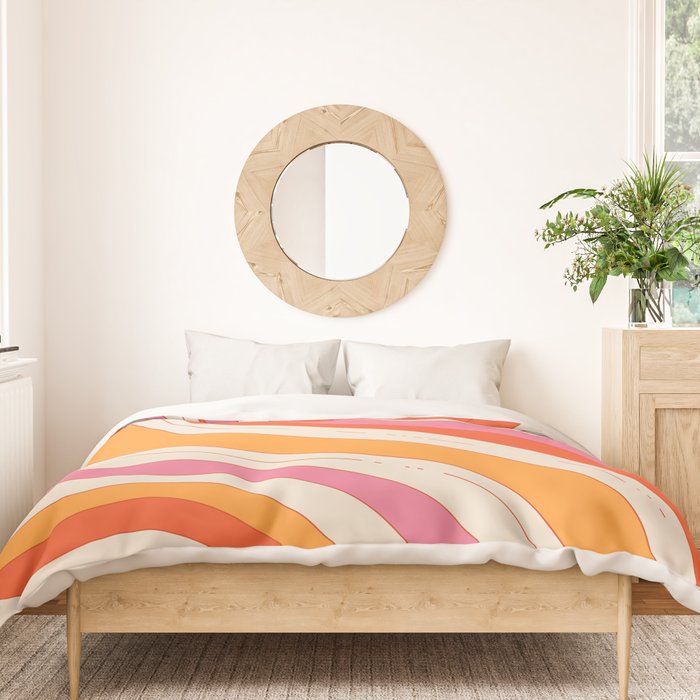 Orange Pink Abstract Retro 70s Duvet Cover Gallery Image 3