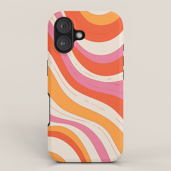 Orange Pink Abstract Retro 70s iPhone Case Gallery Image 1