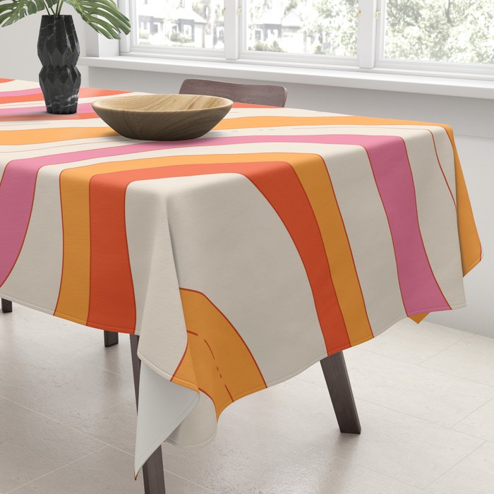 Orange Pink Abstract Retro 70s Tablecloth Gallery Image 3