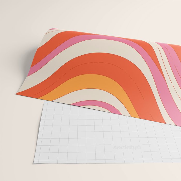 Orange Pink Abstract Retro 70s Wrapping Paper Gallery Image 2