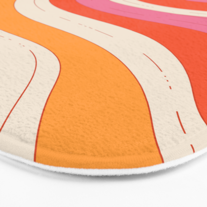 Orange Pink Abstract Retro 70s Bath Mat Gallery Image 3