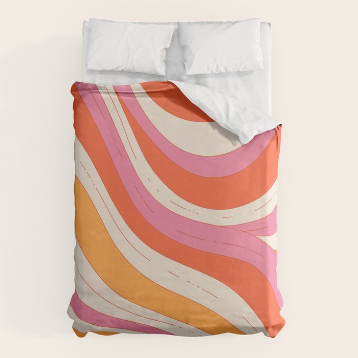 Orange Pink Abstract Retro 70s Duvet Cover Gallery Image 6