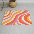 Orange Pink Abstract Retro 70s Rug Gallery Image 1
