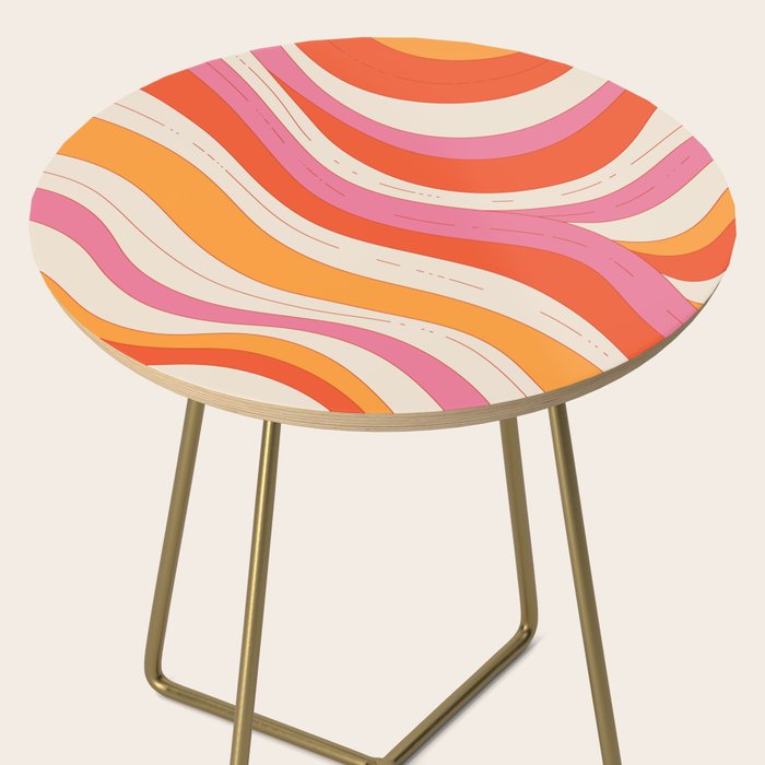 Orange Pink Abstract Retro 70s Side Table Gallery Image 2