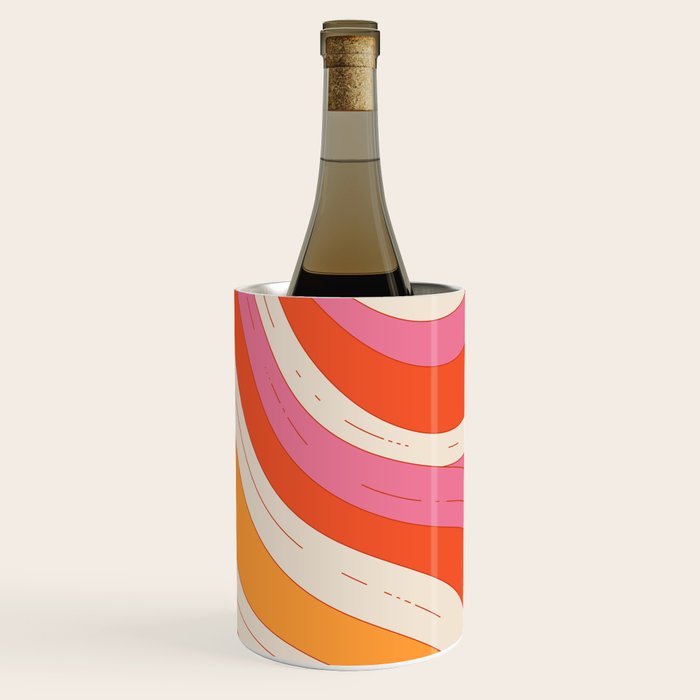 Orange Pink Abstract Retro 70s Wine Chiller Gallery Image 1