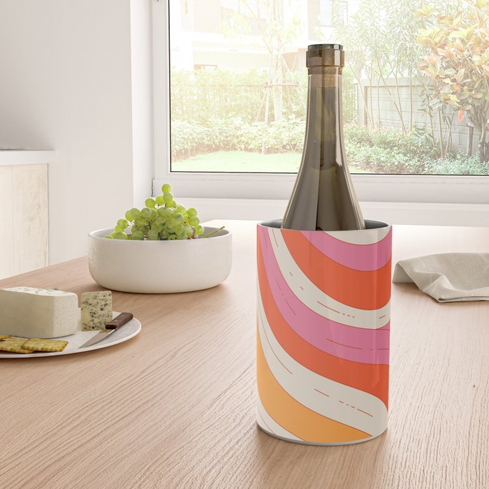 Orange Pink Abstract Retro 70s Wine Chiller Gallery Image 4