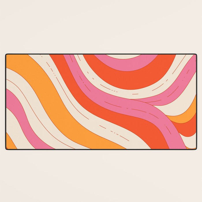 Orange Pink Abstract Retro 70s Desk Mat Gallery Image 3