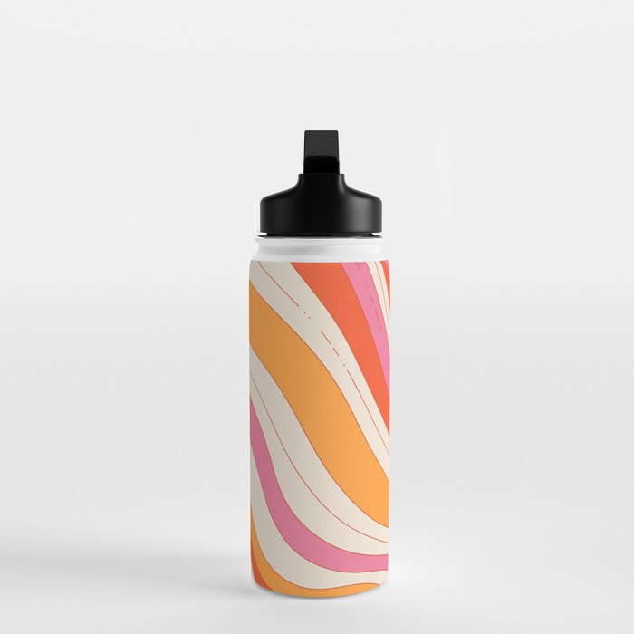 Orange Pink Abstract Retro 70s Water Bottle Gallery Image 3