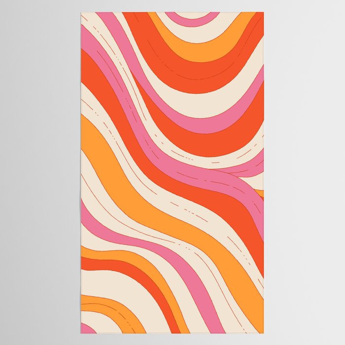 Orange Pink Abstract Retro 70s Tablecloth Gallery Image 2