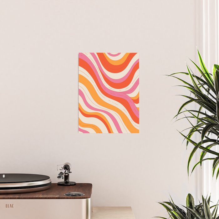 Orange Pink Abstract Retro 70s Poster Gallery Image 2