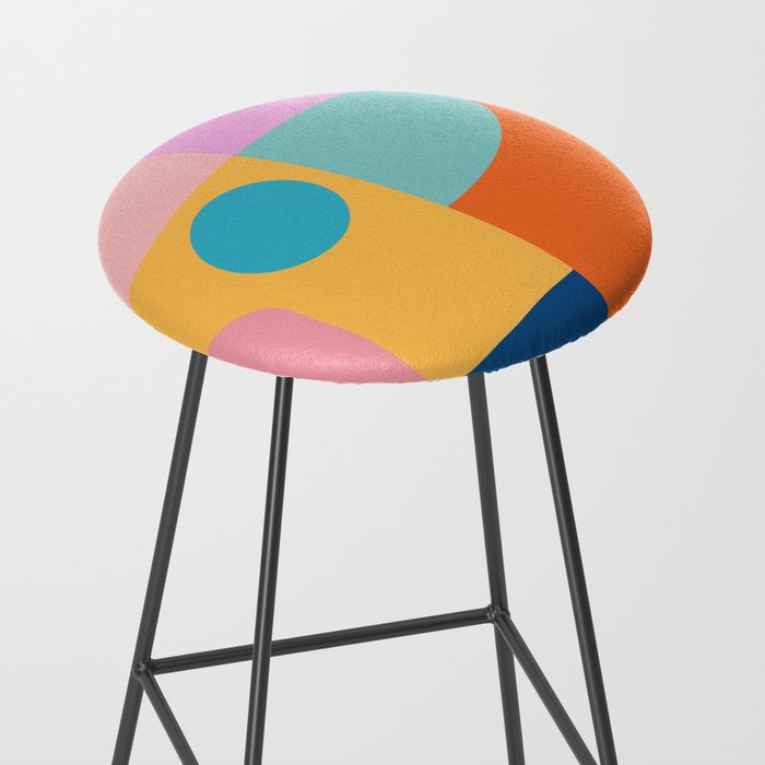 Playful Color Block Shapes in Bright Shades of Orange, Blue, Yellow, and Pink Stool Gallery Image 2