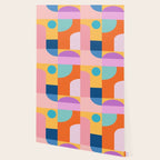 Playful Color Block Shapes in Bright Shades of Orange, Blue, Yellow, and Pink Wallpaper Gallery Image 2