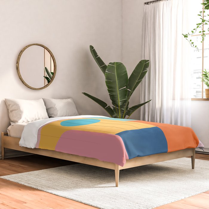 Playful Color Block Shapes in Bright Shades of Orange, Blue, Yellow, and Pink Comforter Gallery Image 2