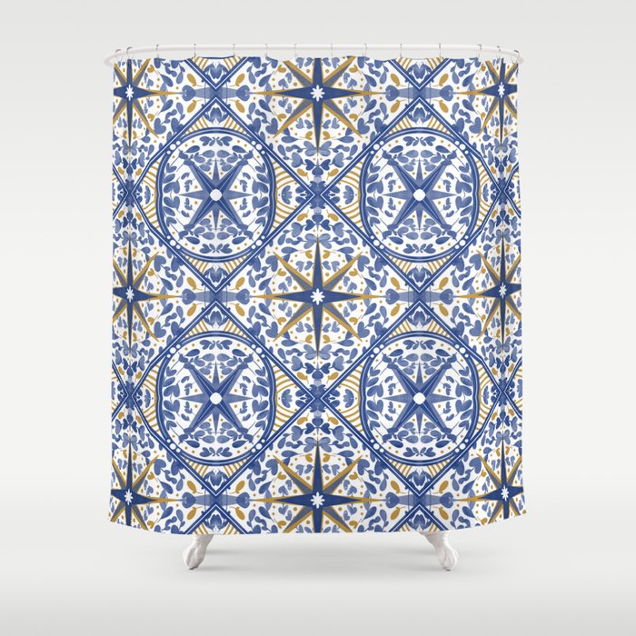 Intricate nature circular tiles B24 Shower Curtain Gallery Image 1