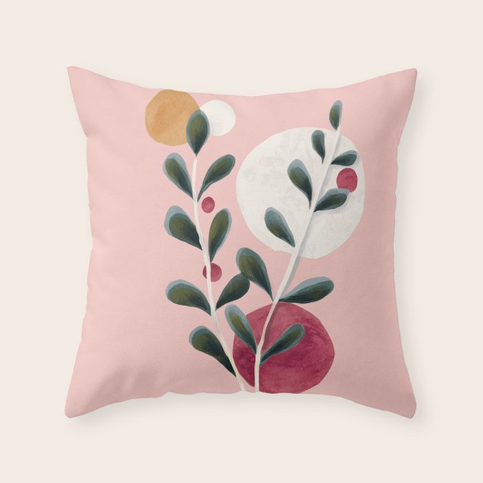 Soft Berry Branches Throw Pillow Gallery Image 1