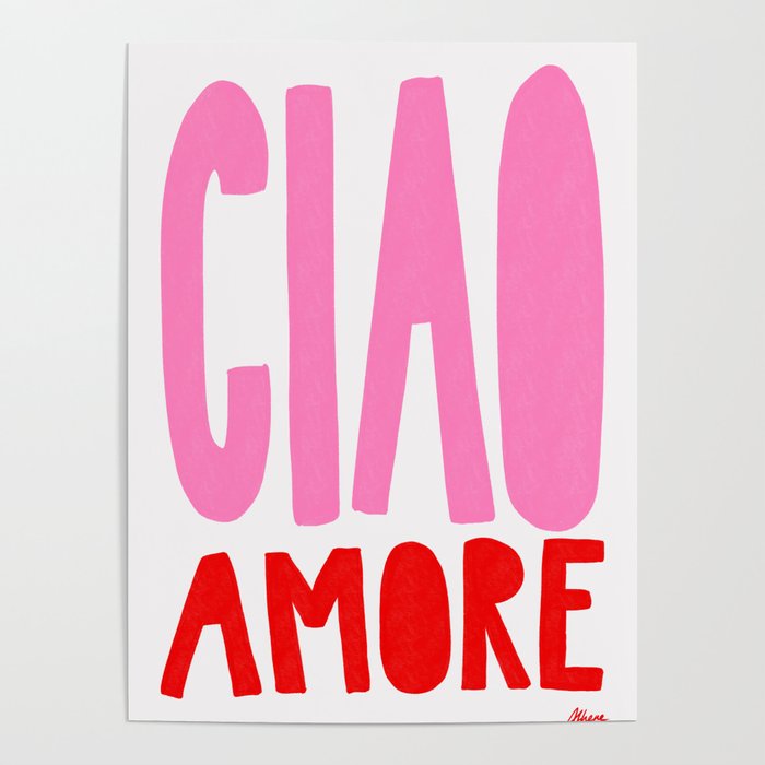 Ciao Amore - Pink and Red Poster Gallery Image 1
