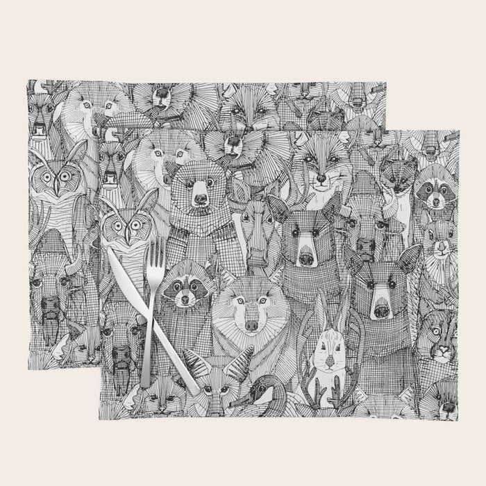 canadian animals black white Placemat Gallery Image 1