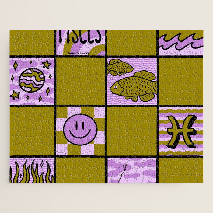 Pisces Checkered Print Jigsaw Puzzle Gallery Image 1