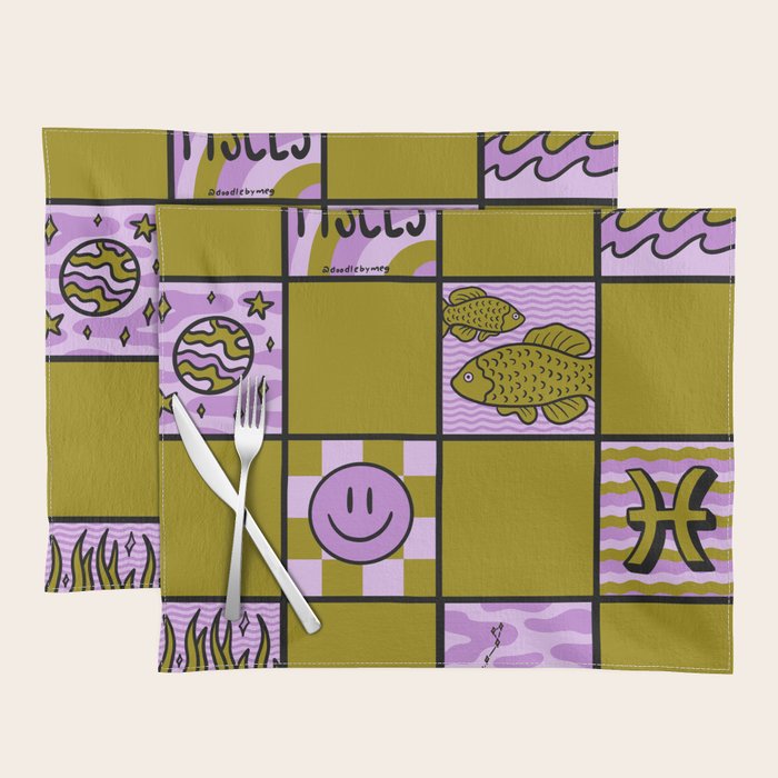 Pisces Checkered Print Placemat Gallery Image 1