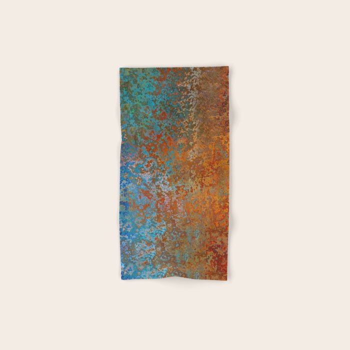 Vintage Rust, Copper and Blue Bath Towel Gallery Image 1