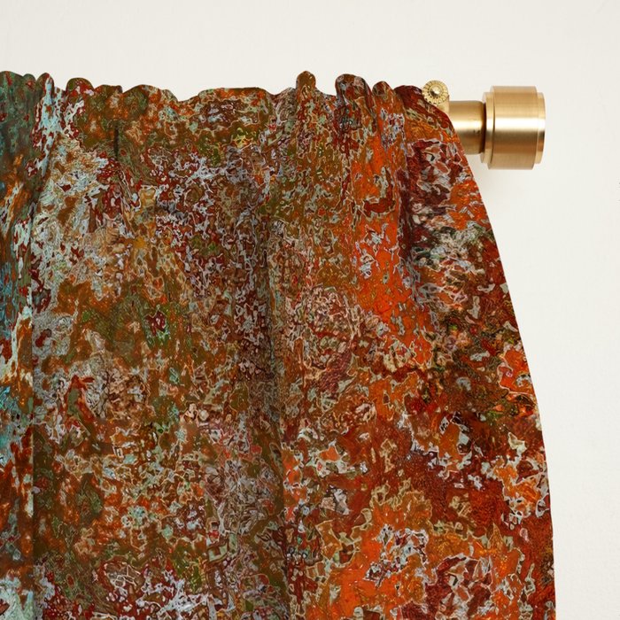 Vintage Rust, Copper and Blue Window Curtain Gallery Image 2
