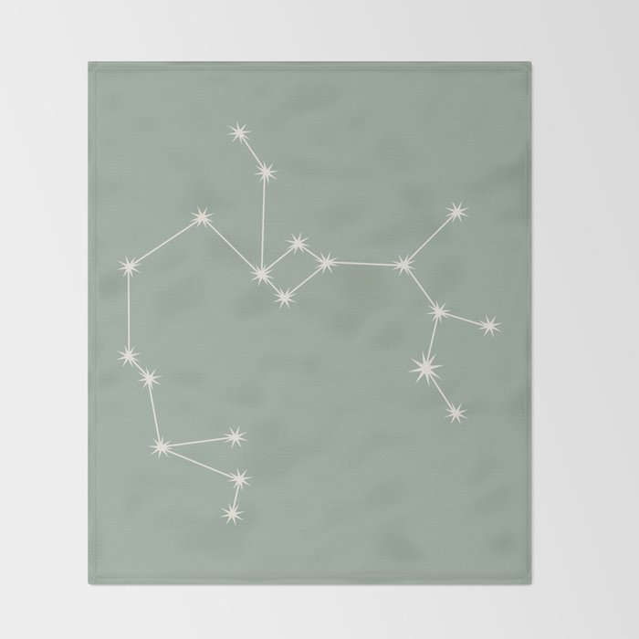 Sagittarius Zodiac Star Constellation Line Art Soft Sage Throw Blanket Gallery Image 2