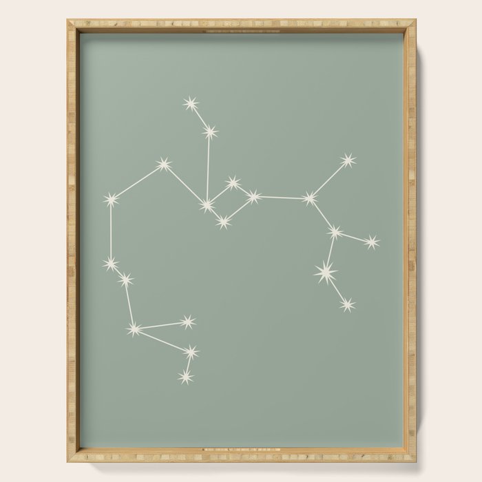 Sagittarius Zodiac Star Constellation Line Art Soft Sage Serving Tray Gallery Image 1