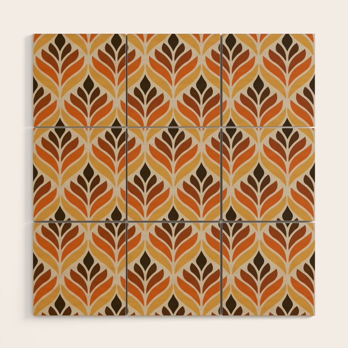 Retro Flower Pattern Wood Wall Art Gallery Image 1