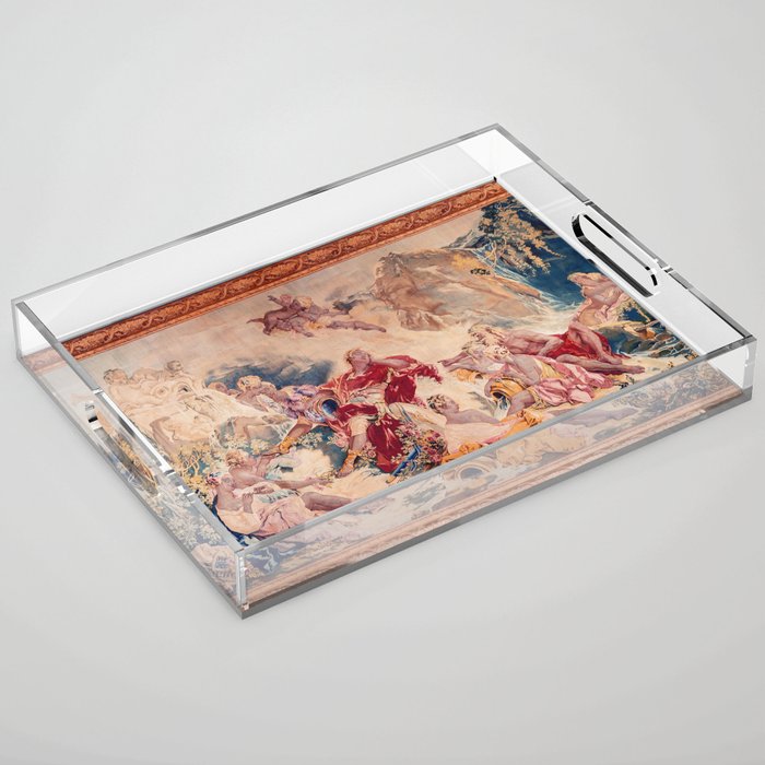 Dream of Rinaldo 18th Century French Tapestry Print Acrylic Tray Gallery Image 1