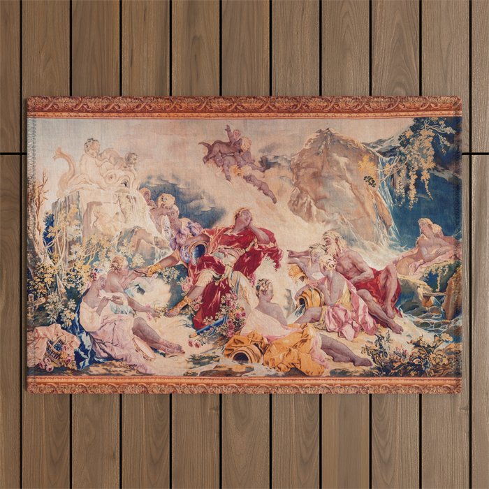 Dream of Rinaldo 18th Century French Tapestry Print Outdoor Rug Gallery Image 1