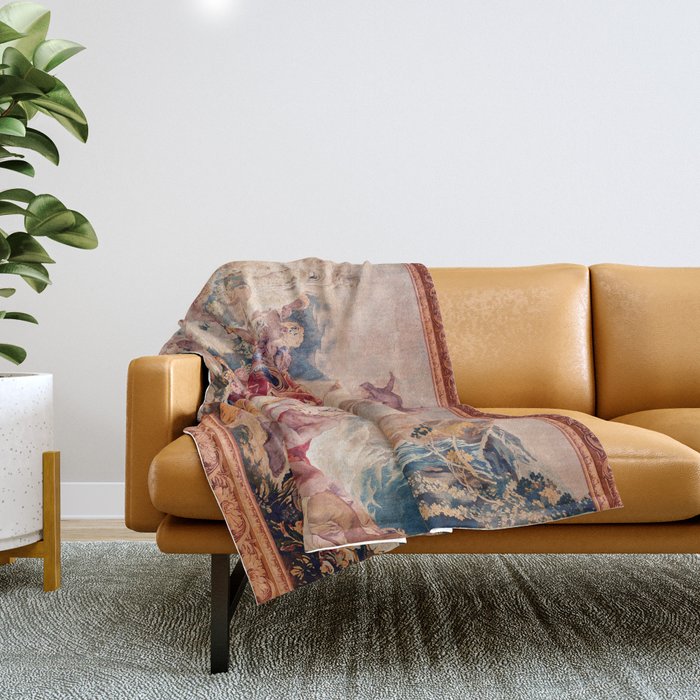 Dream of Rinaldo 18th Century French Tapestry Print Throw Blanket Gallery Image 1