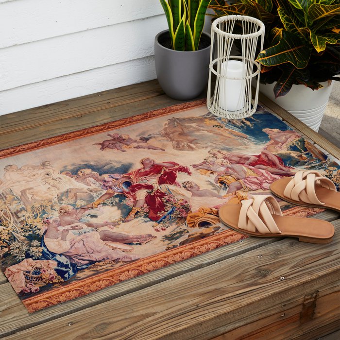 Dream of Rinaldo 18th Century French Tapestry Print Outdoor Rug Gallery Image 2