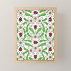 Ladybugs & Daisies - Cute Floral Bug Pattern with Ladybirds Mini Art Print Gallery Image 1