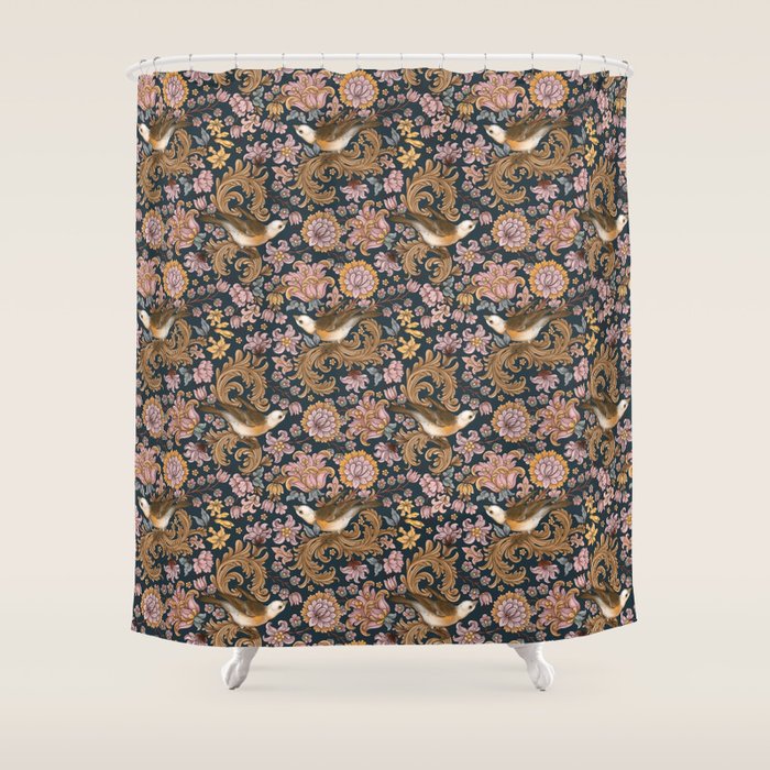 Ornate Bird Garden Shower Curtain Gallery Image 1