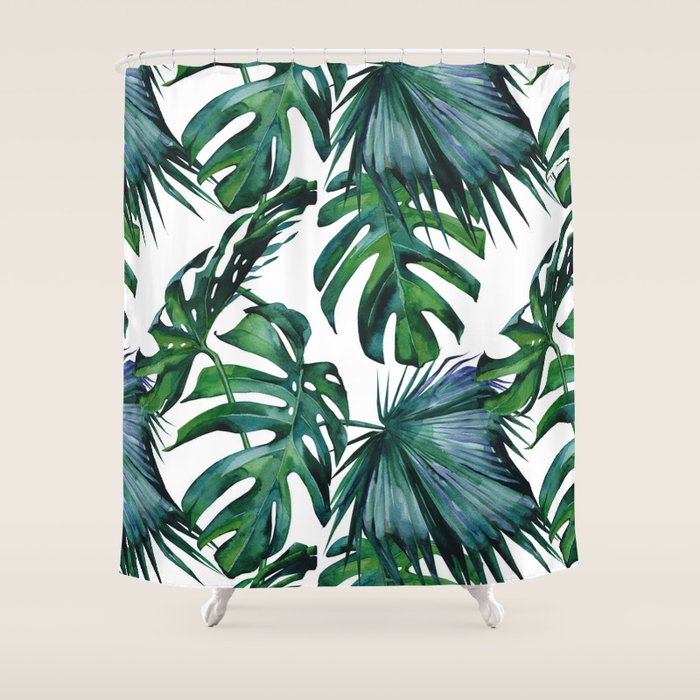 Tropical Palm Leaves Classic Shower Curtain Gallery Image 1