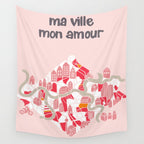 ma ville mon amour; City life collection pearl pink  Wall Tapestry Gallery Image 4