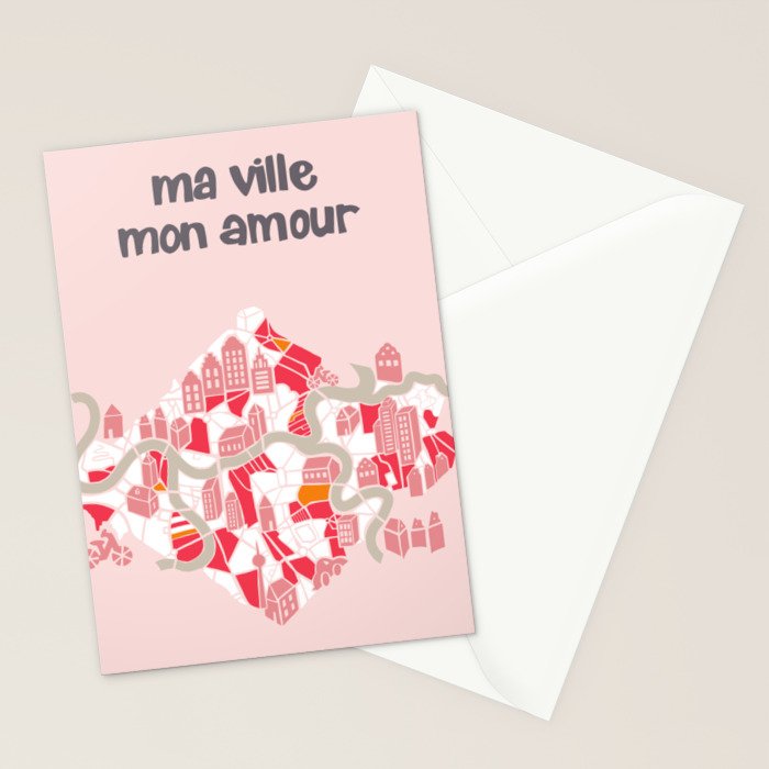ma ville mon amour; City life collection pearl pink  Stationery Card Gallery Image 2