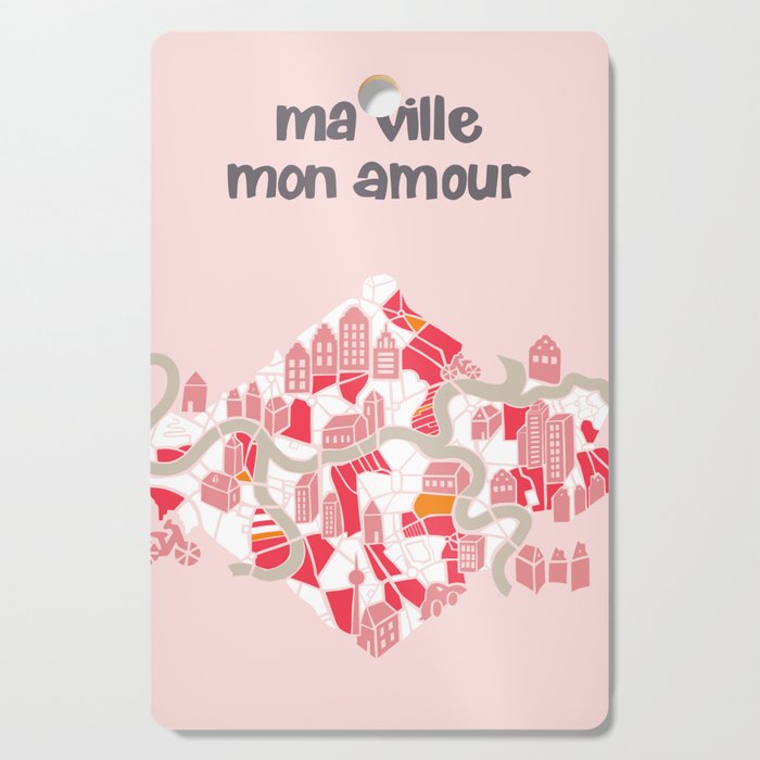ma ville mon amour; City life collection pearl pink  Cutting Board Gallery Image 1